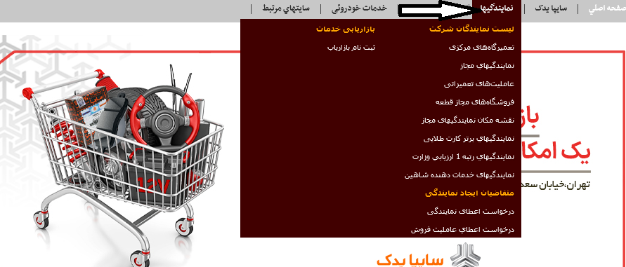 سایت سایپا یدک saipayadak.org 16 نمایندگی ها در سایت سایپا یدک