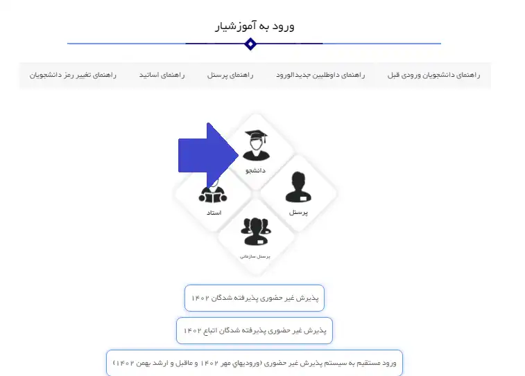 Login to the educational site of Azad University2