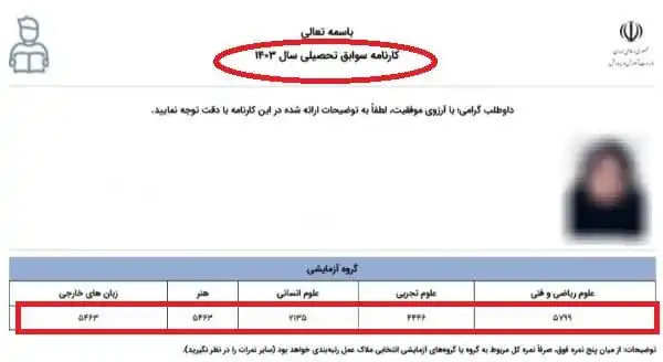 مشاهده تراز سوابق تحصیلی کنکور